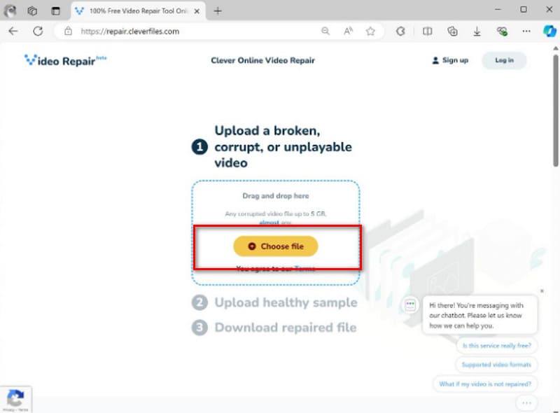Online-Reparatur: Beschädigtes Video hochladen