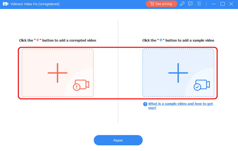 Beschädigtes Beispielvideo mit Vidmore hinzufügen
