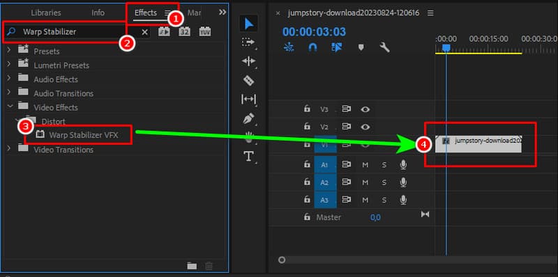 Drag Warp Stabilizer Save Premiere