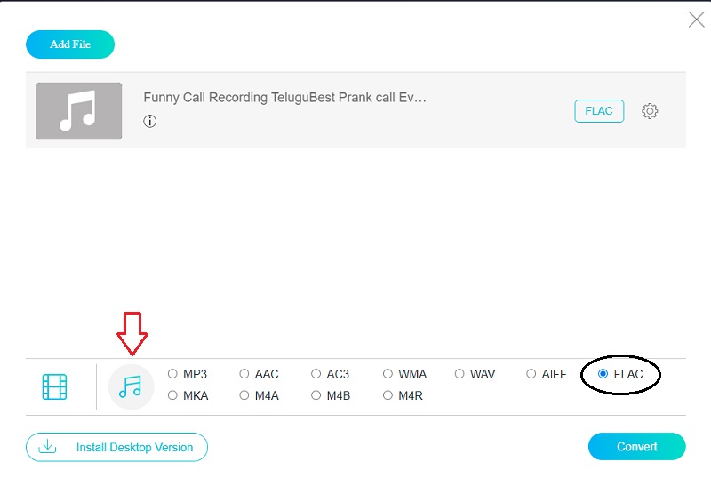 FLAC-Format wählen