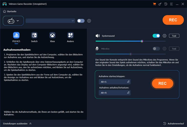 Konsole-Gerät wählen