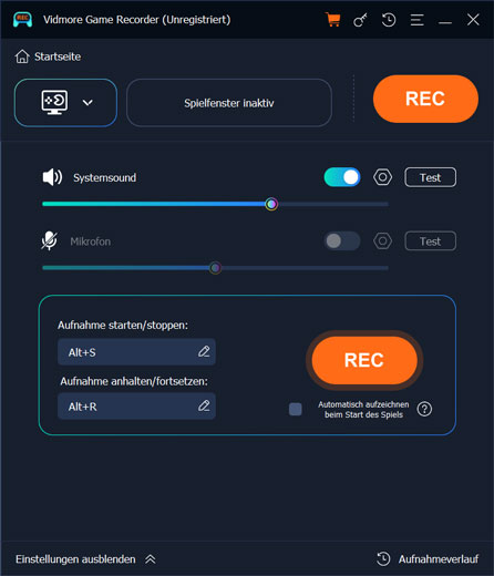PC-Spiel Aufnahme starten