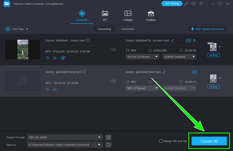 Option „Alle konvertieren“ Vidmore