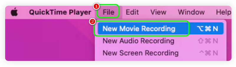 Neue Filmaufnahme in QuickTime