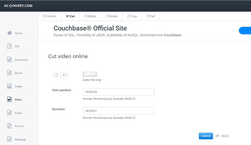 Aconvert Online Video Cutter