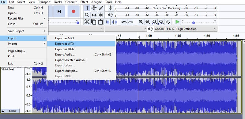 Audacity: AAC-Datei in WAV konvertieren