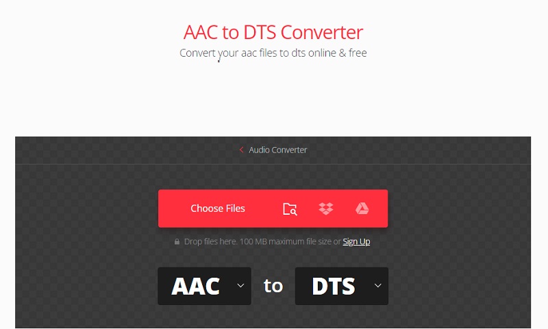 AAC in DTS konvertieren mit Convertio