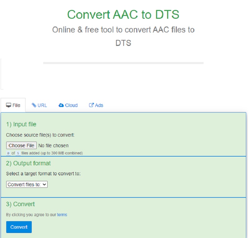 AAC in DTS umwandeln mit FreeFileConvert