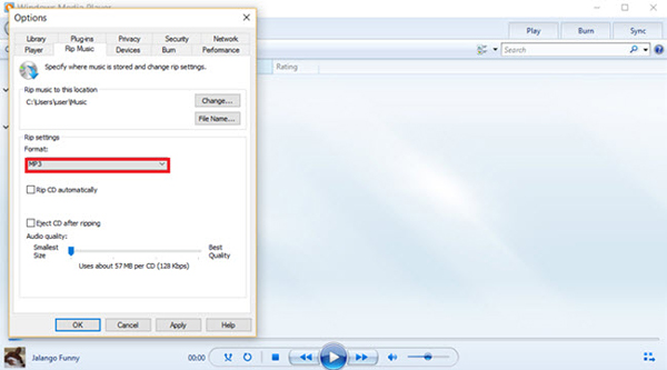 Konvertieren Sie flac in MP3 Windows Media Player