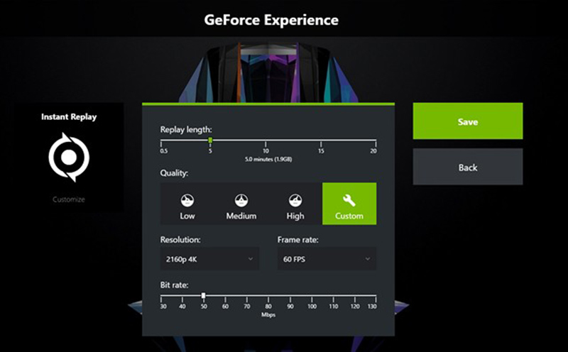 Einstellungen von GeForce Experience