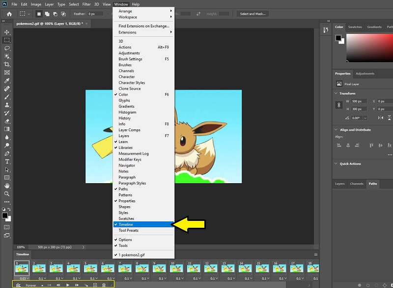 Photoshop Zeitleisten-Bedienfeld
