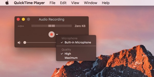 QuickTime-Audioaufzeichnungsschnittstelle
