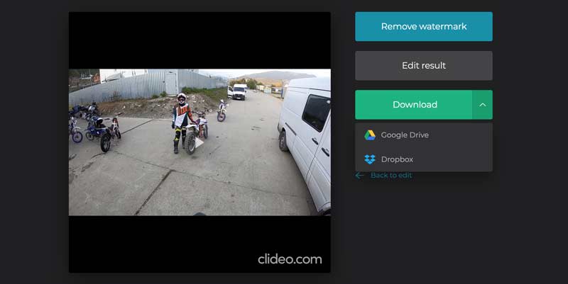 Zusammengefügtes Video mit Clideo speichern