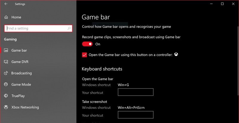 Windows 10 Game Bar Menü