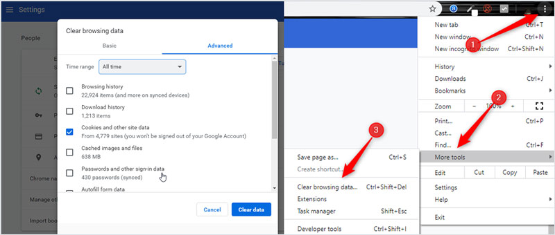 Browserdaten in Chrome löschen