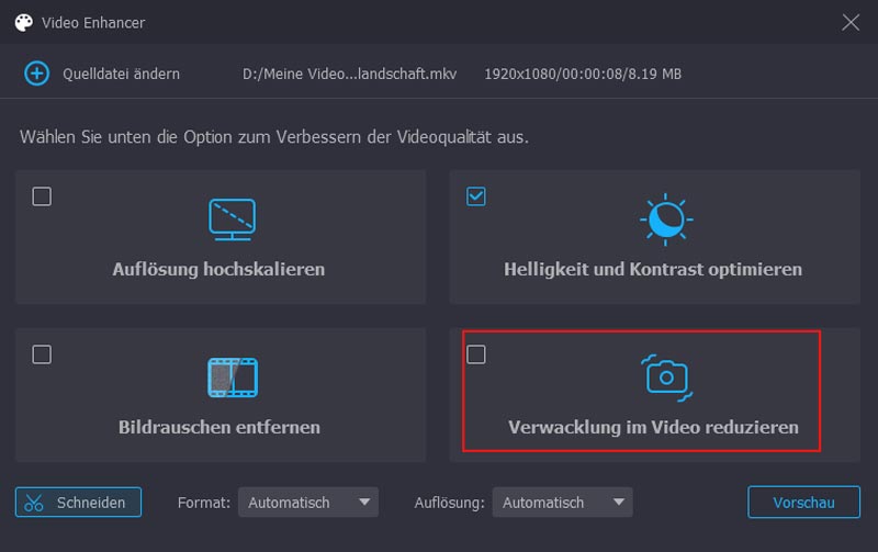 Reduzieren Sie das Verwackeln von Videos