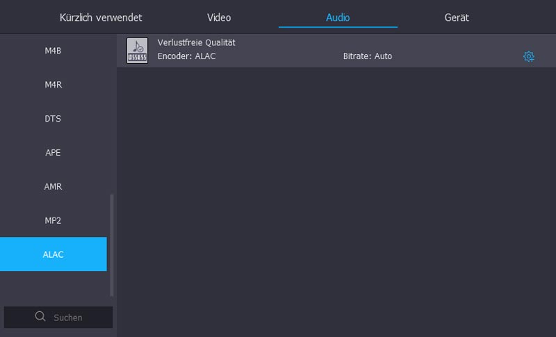 Wählen Sie ALAC