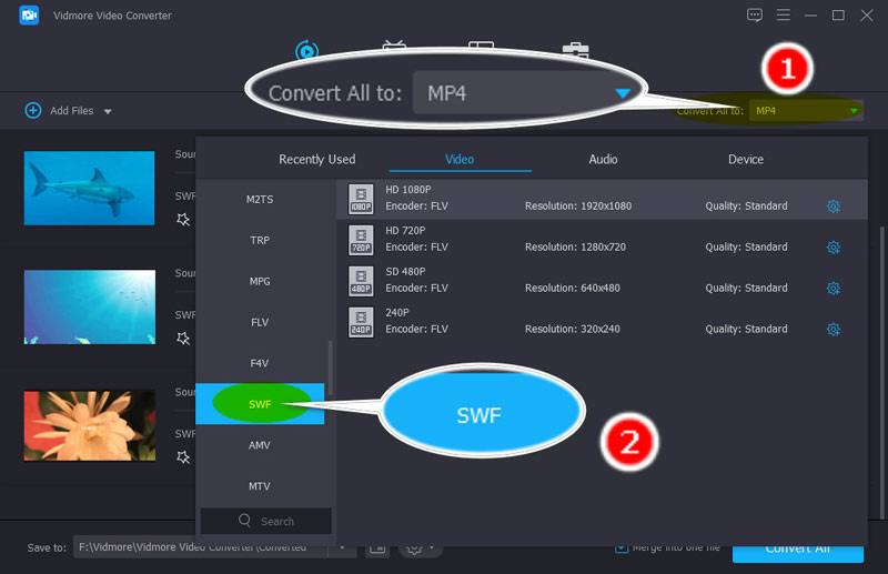 SWF-Format auswählen