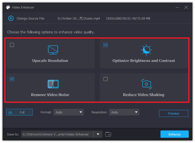 Optionen zur Videoverbesserung festlegen